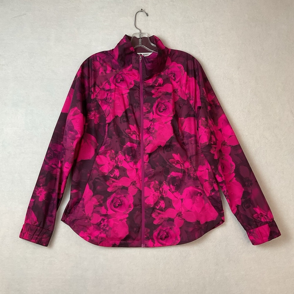 The North Face‎ Windbreaker Womens L Pink Floral Cyclone Jacket Full Zip